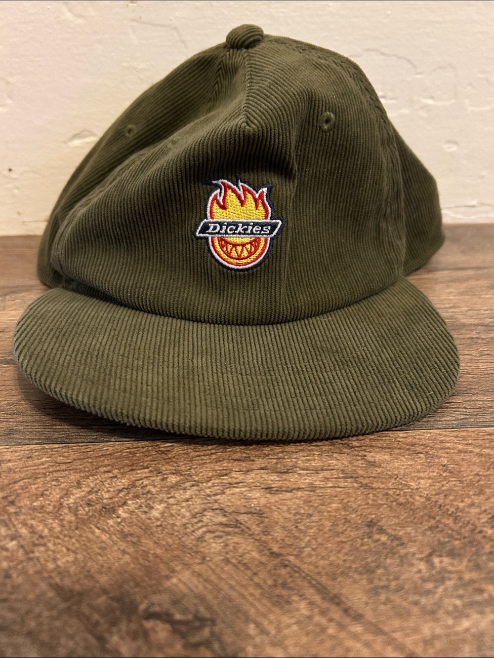 Dickies x Spitfire Olive Corduroy Cap with Flame Patch